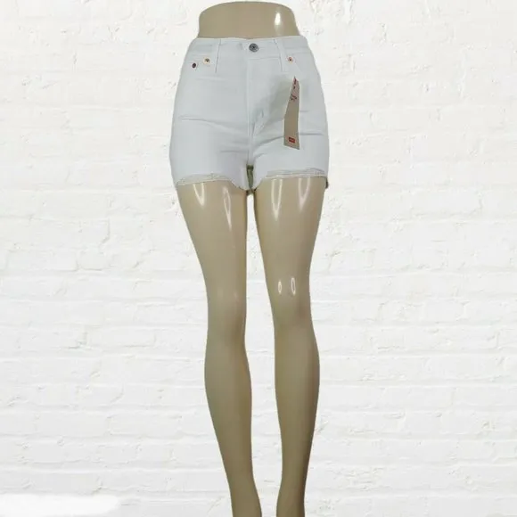 Levi's Women's High Rise White Distressed Shorts 6W / 28