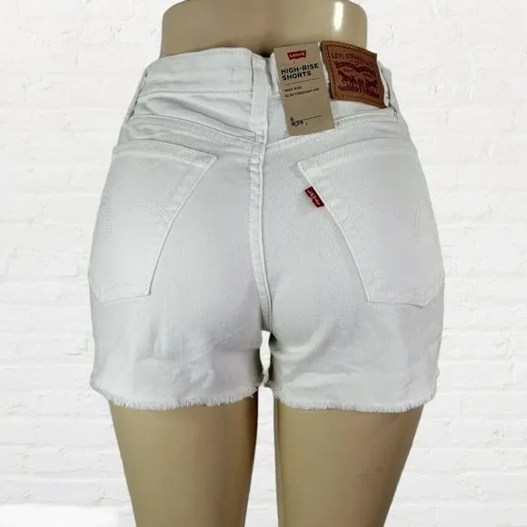 Levi's Women's High Rise White Distressed Shorts 6W / 28