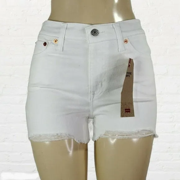 Levi's Women's High Rise White Distressed Shorts 6W / 28
