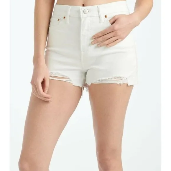 Levi's Women's High Rise White Distressed Shorts 6W / 28