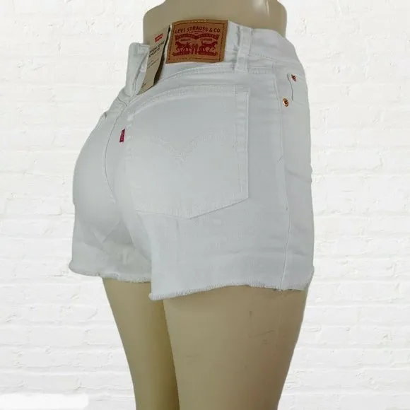 Levi's Women's High Rise White Distressed Shorts 6W / 28