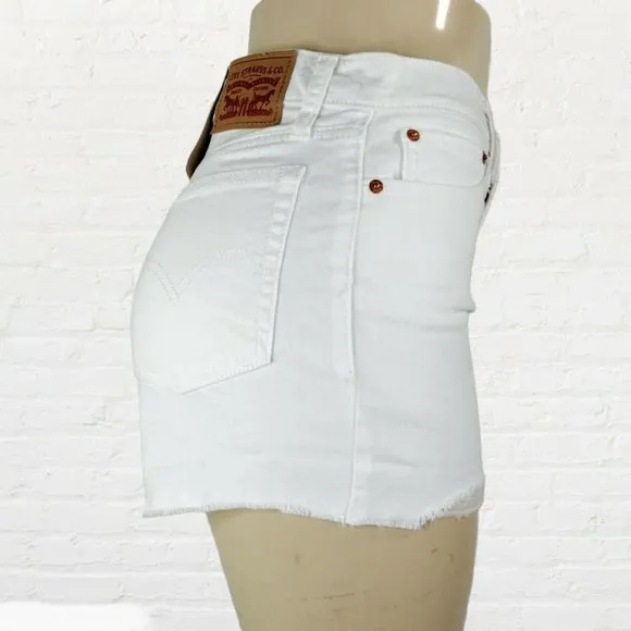 Levi's Women's High Rise White Distressed Shorts 6W / 28