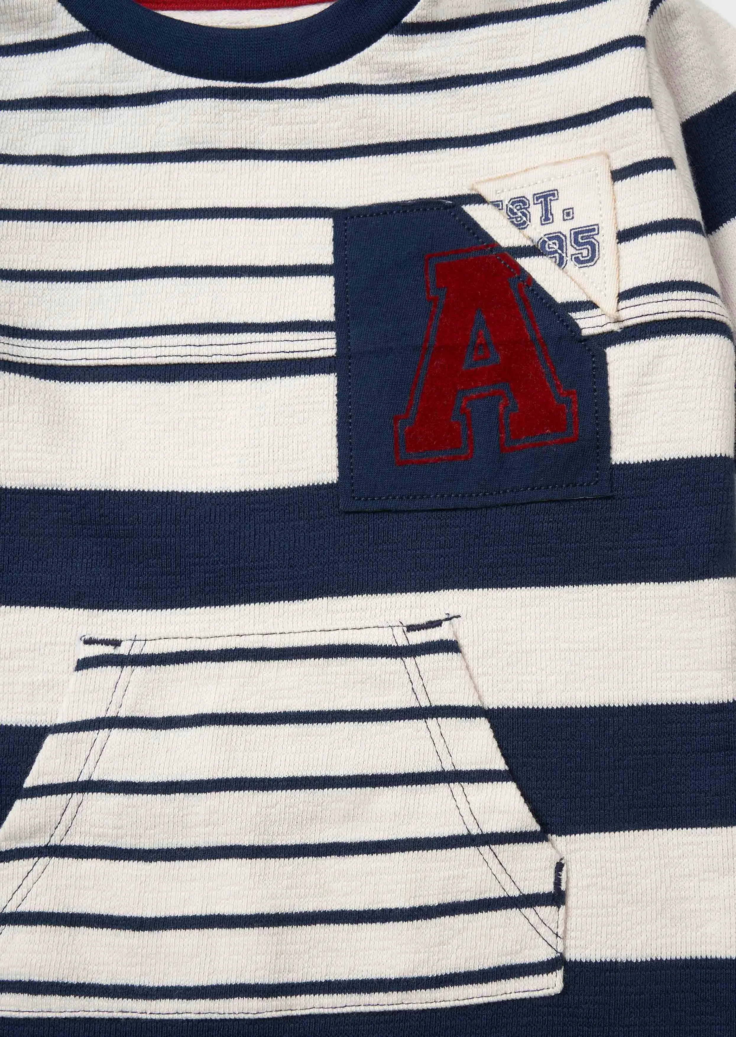 Lewis Blue Textured Stripe Block Babygrow