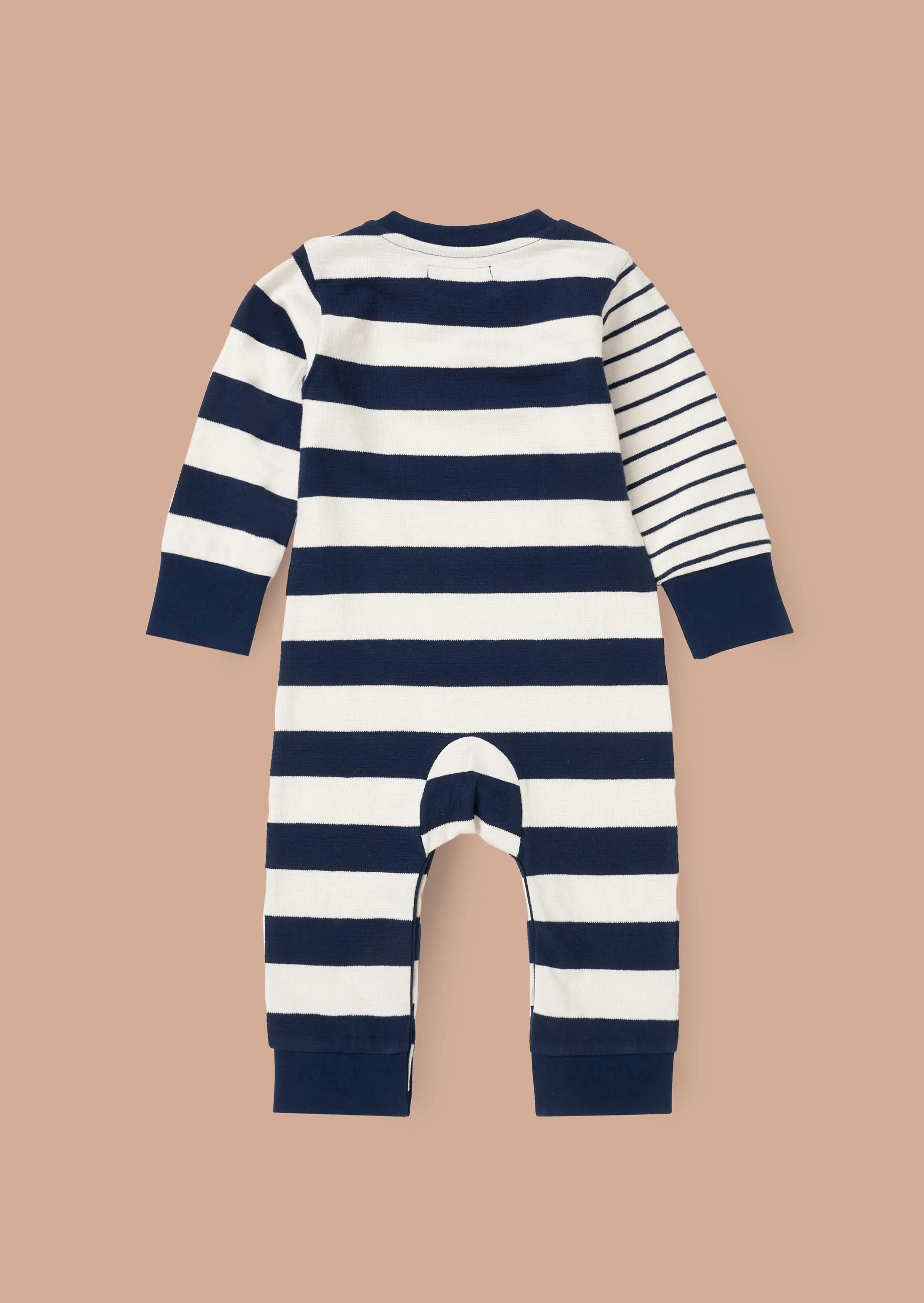 Lewis Blue Textured Stripe Block Babygrow