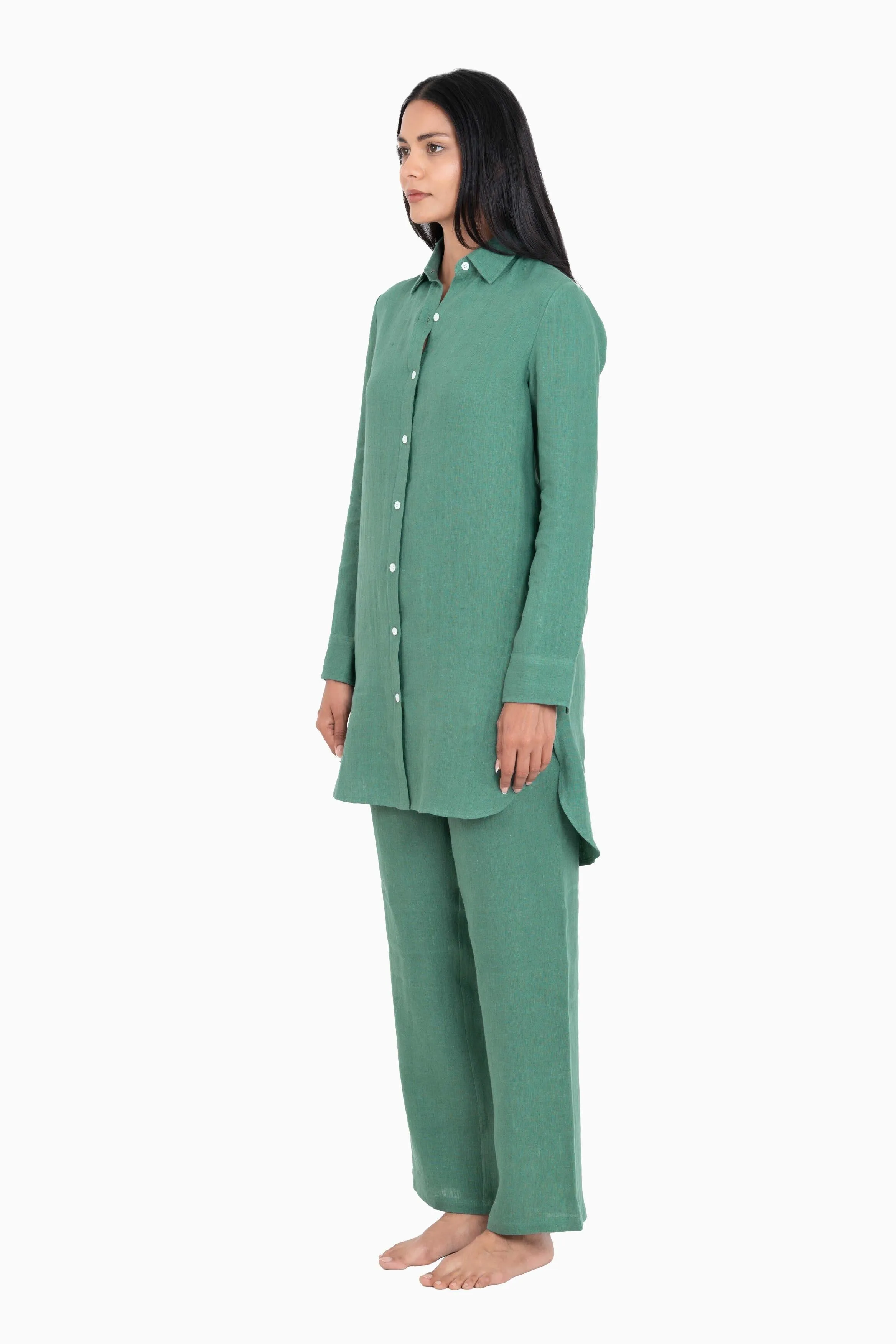 Linen Ginger Long Shirt-Misty Lilac