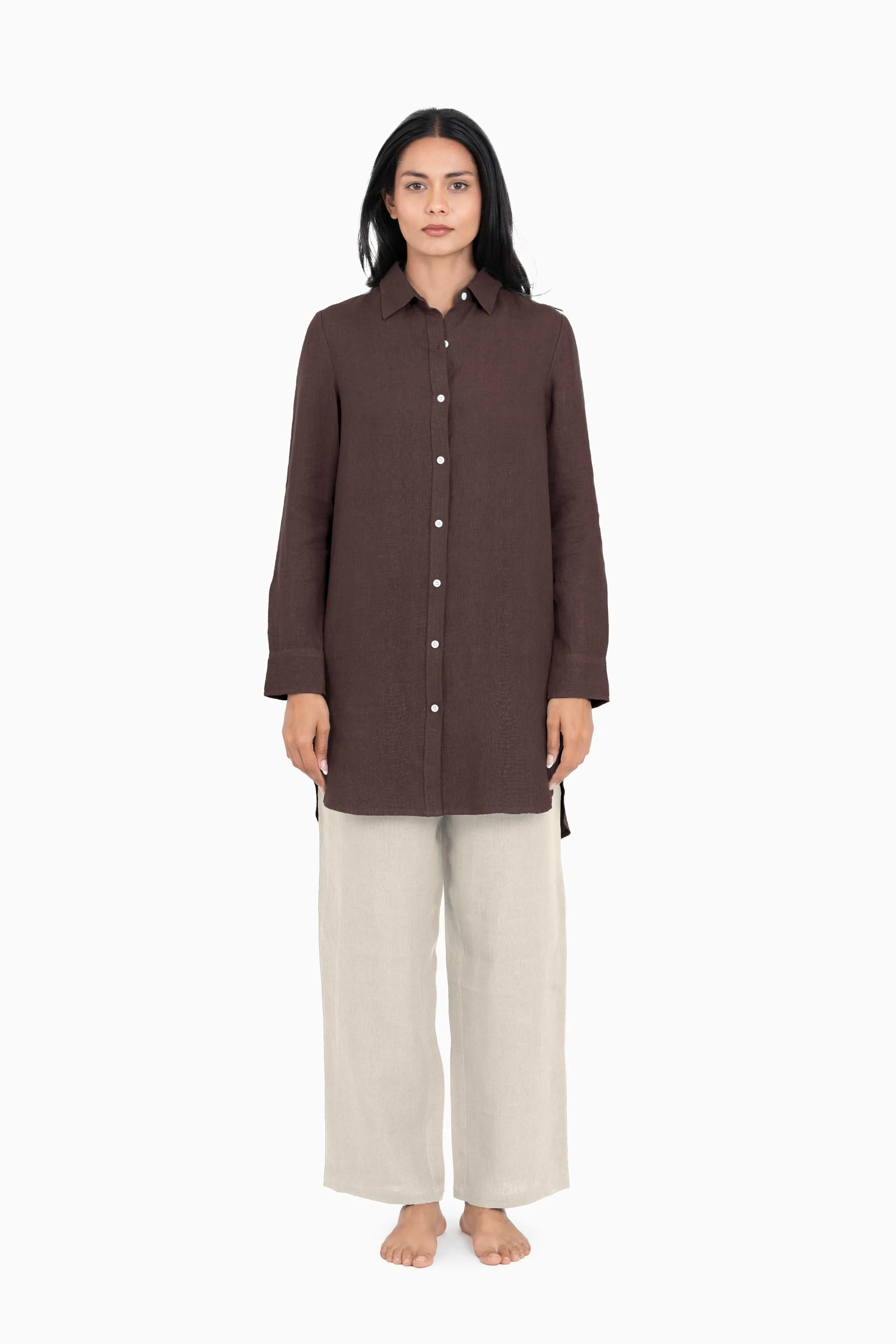 Linen Ginger Long Shirt-Misty Lilac