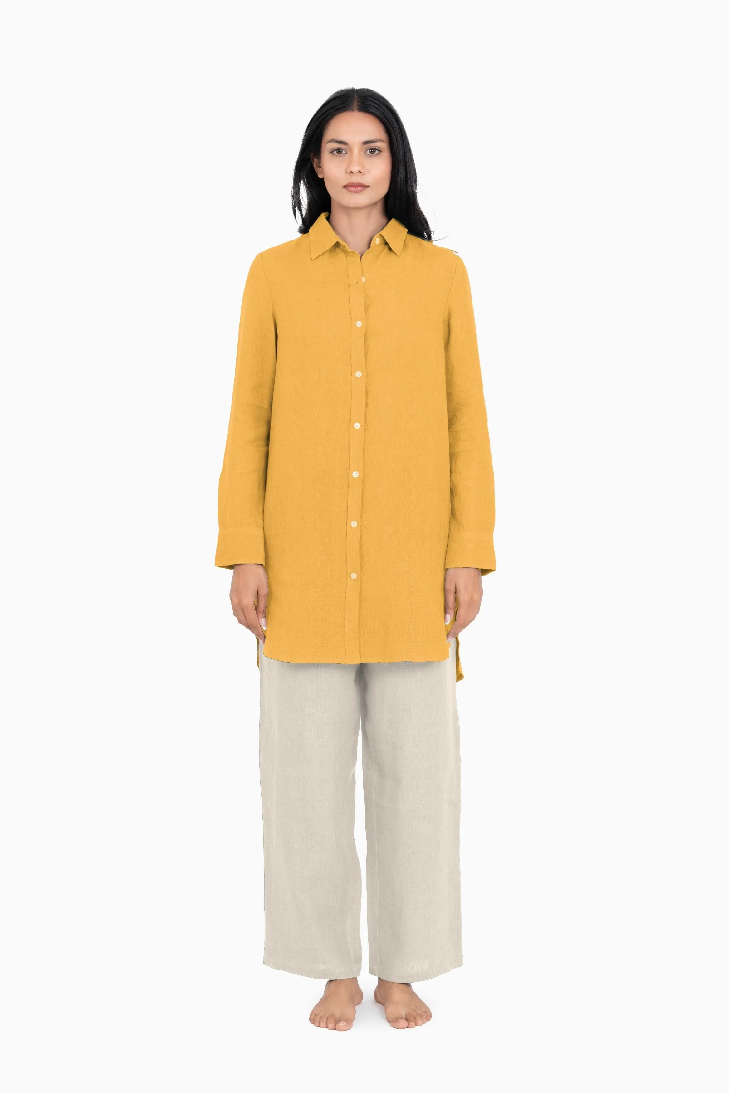 Linen Ginger Long Shirt-Misty Lilac