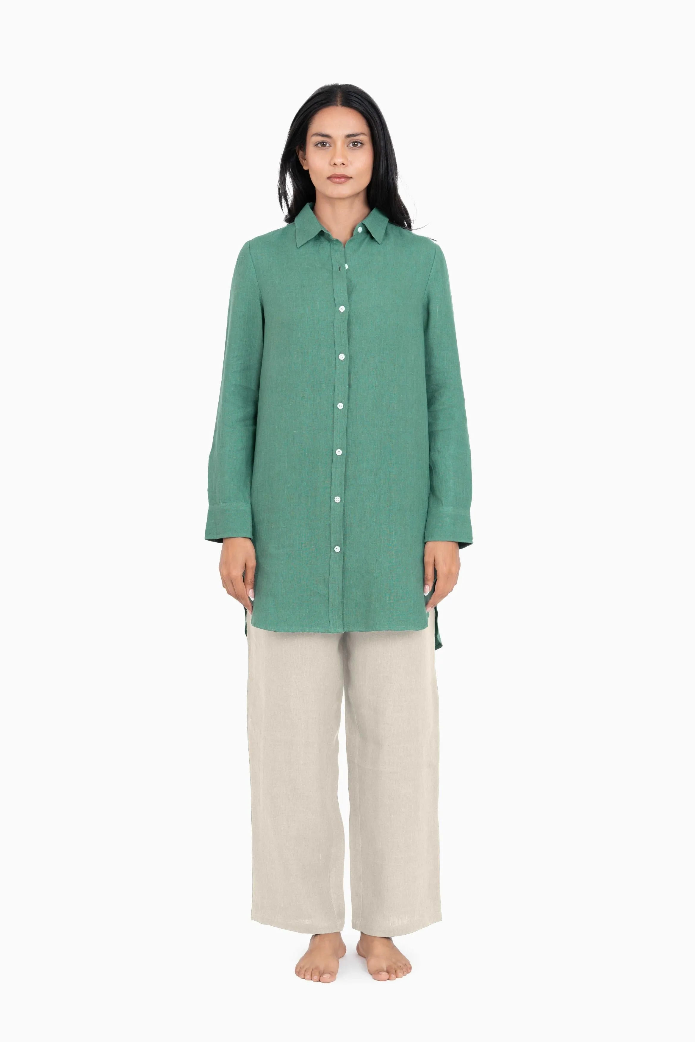 Linen Ginger Long Shirt-Misty Lilac