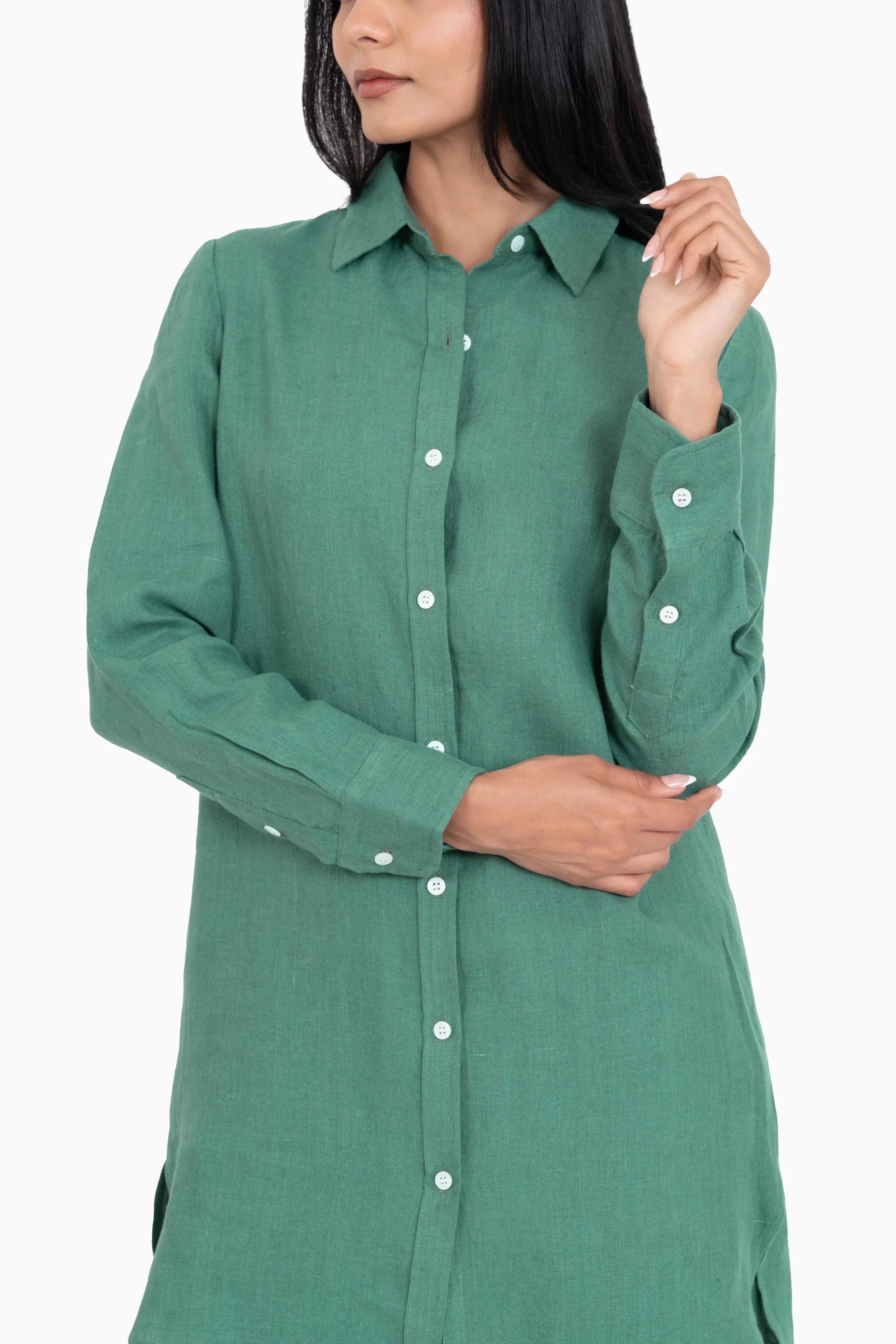 Linen Ginger Long Shirt-Misty Lilac