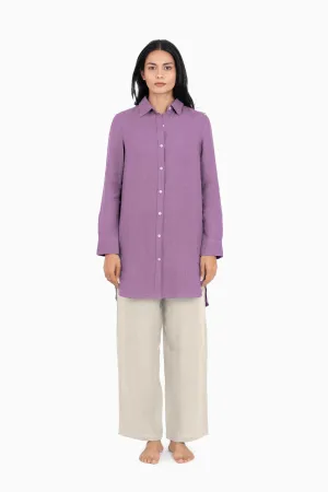 Linen Ginger Long Shirt-Misty Lilac