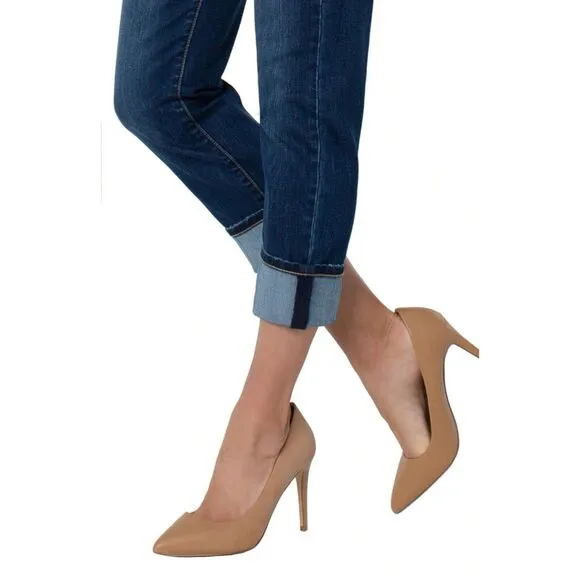 Liverpool Womens Marley Girlfriend Cuffed Eco Jeans in Bartlett Blue Size 6/28