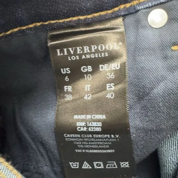 Liverpool Womens Marley Girlfriend Cuffed Eco Jeans in Bartlett Blue Size 6/28