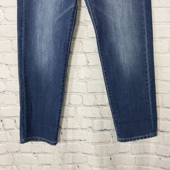 Liverpool Womens Marley Girlfriend Cuffed Eco Jeans in Bartlett Blue Size 6/28