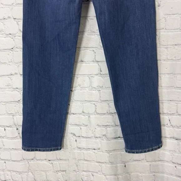 Liverpool Womens Marley Girlfriend Cuffed Eco Jeans in Bartlett Blue Size 6/28
