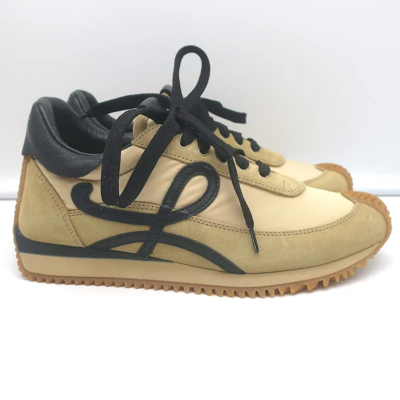 Loewe Flow Runner Sneakers Beige Suede & Black Leather Size 36 NEW