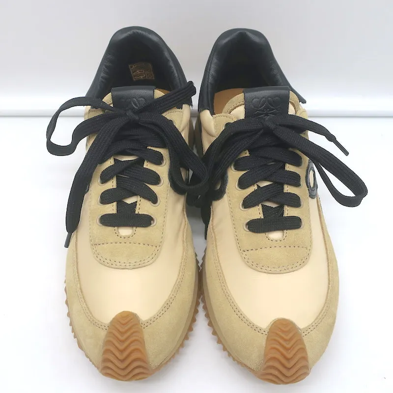 Loewe Flow Runner Sneakers Beige Suede & Black Leather Size 36 NEW