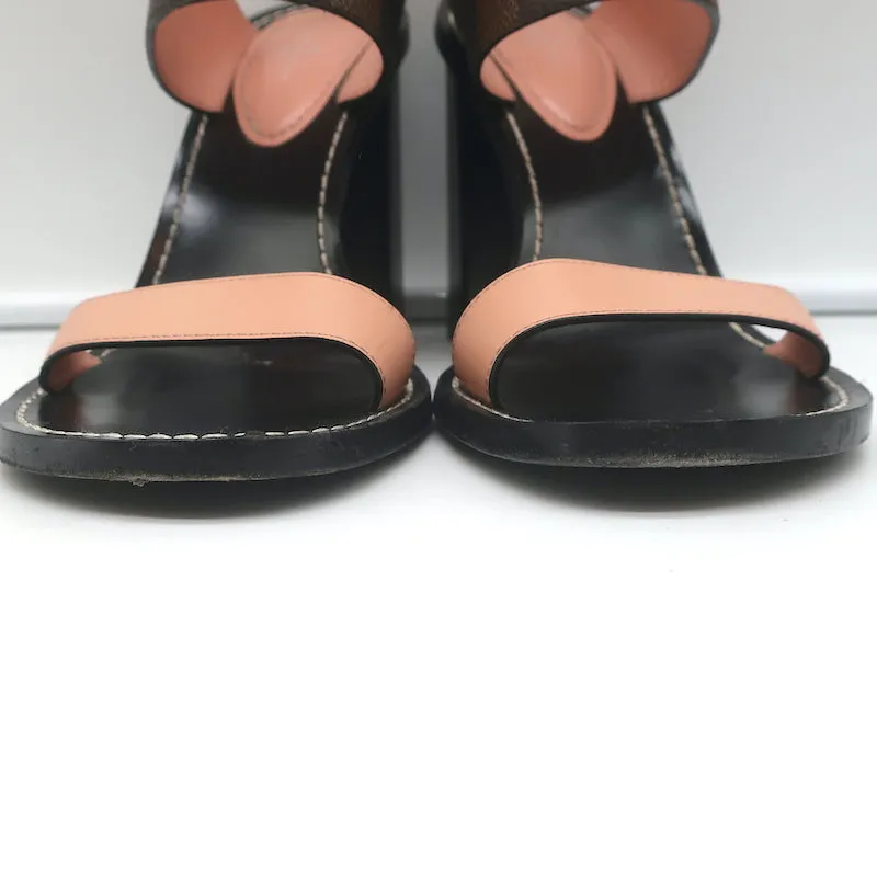 Louis Vuitton Passenger Sandals Ebony Damier Canvas & Pink Leather Size 39