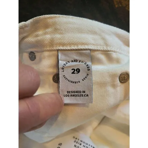 Lovers and Friends Jeans Women's 29 White Easton High Rise Balloon Rhinestone