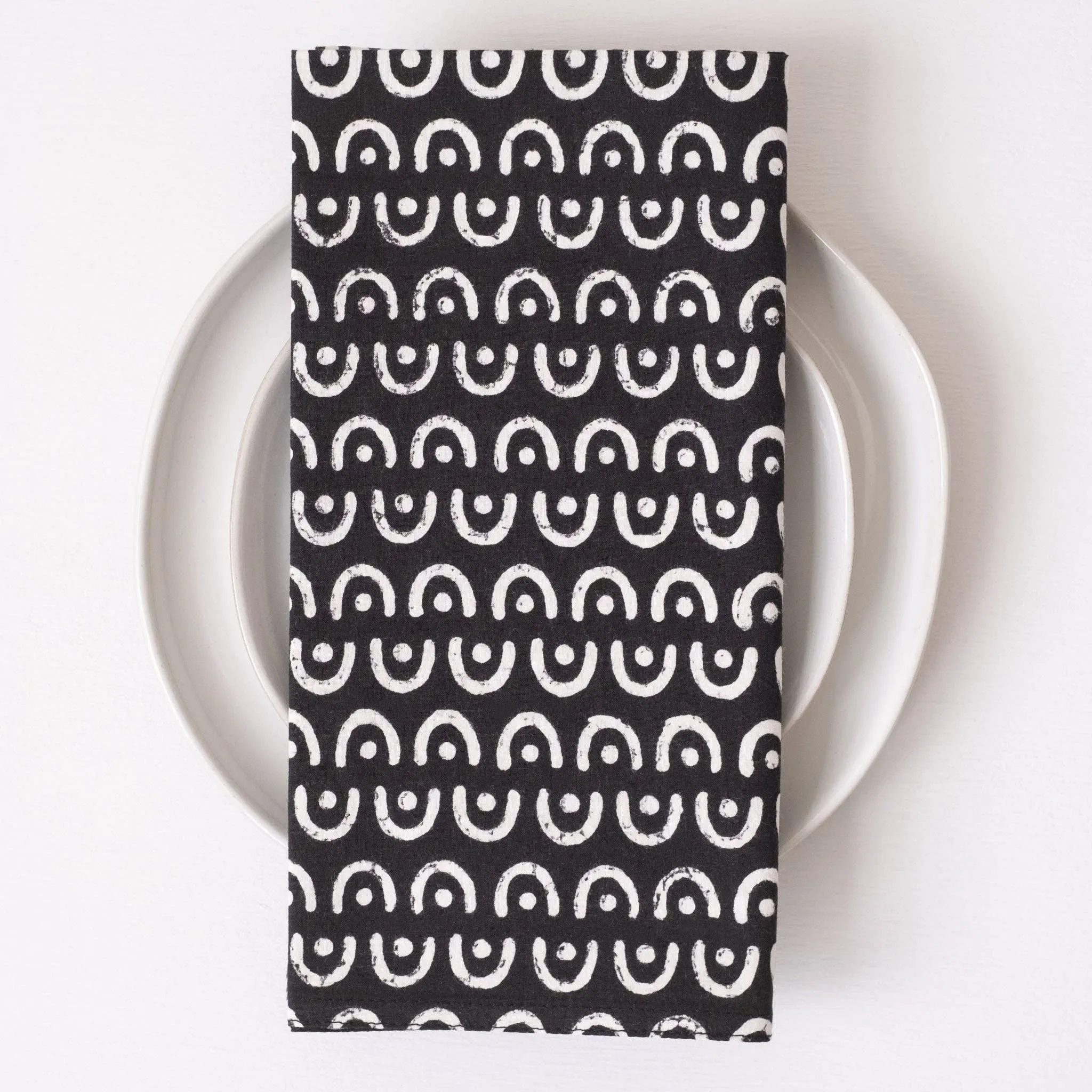 Lua Black and White Block Printed Napkins - set of 4