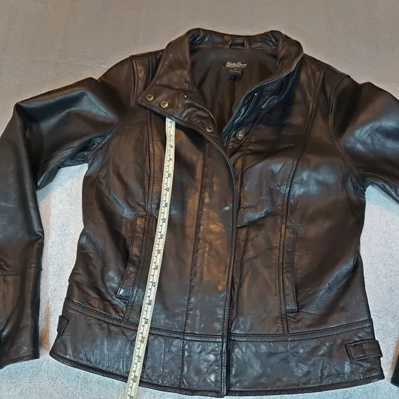 Lucky Brand Women's Medium Genuine Black Leather Jacket Slight Rough Texture