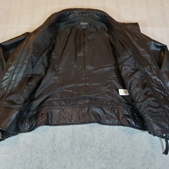 Lucky Brand Women's Medium Genuine Black Leather Jacket Slight Rough Texture