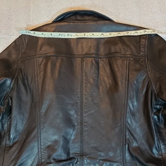 Lucky Brand Women's Medium Genuine Black Leather Jacket Slight Rough Texture