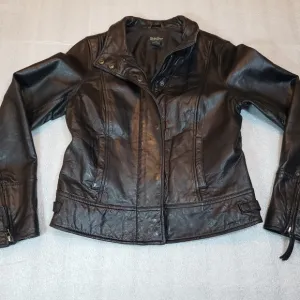 Lucky Brand Women's Medium Genuine Black Leather Jacket Slight Rough Texture