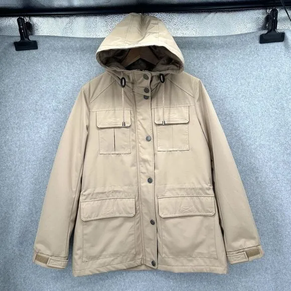 Lucky Brand Women's Size Medium Camel Jacket Hooded Cinched Waist Size Medium