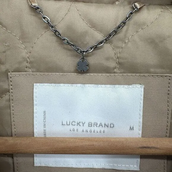 Lucky Brand Women's Size Medium Camel Jacket Hooded Cinched Waist Size Medium