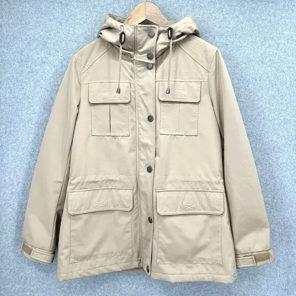 Lucky Brand Women's Size Medium Camel Jacket Hooded Cinched Waist Size Medium