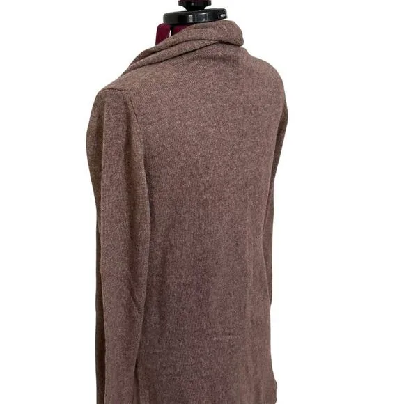 LUSSO 100% Cashmere Open Front Long Cardigan Caramel Heather Brown NWT Small