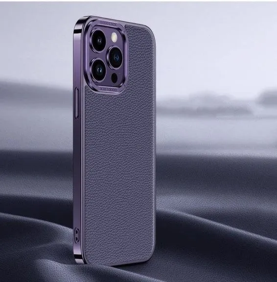 Luxury Electroplated Genuine Leather Case For iPhone