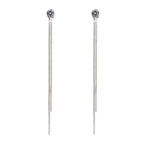 Luxury Gemstone Sapphire Drop Earrings Dangle Hanging Silver Women's Jewelry