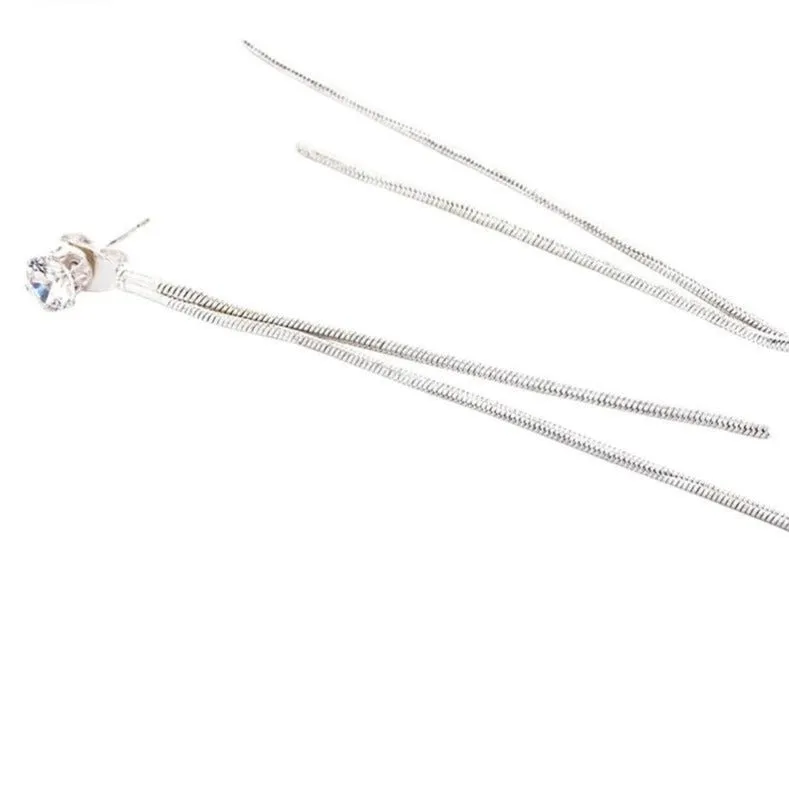 Luxury Gemstone Sapphire Drop Earrings Dangle Hanging Silver Women's Jewelry