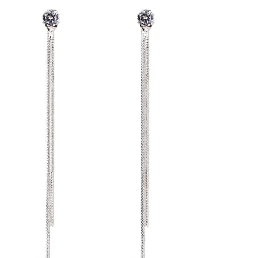 Luxury Gemstone Sapphire Drop Earrings Dangle Hanging Silver Women's Jewelry