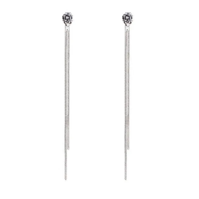 Luxury Gemstone Sapphire Drop Earrings Dangle Hanging Silver Women's Jewelry