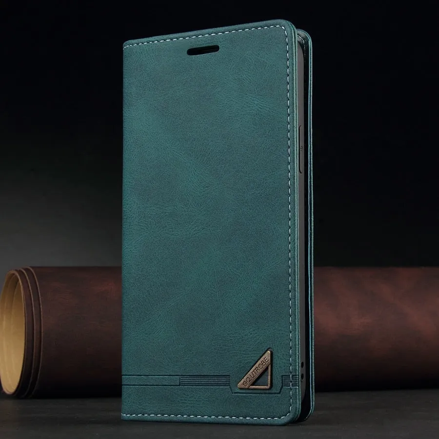 Magnetic Leather Wallet Flip Case For Huawei P Series With Card Slots