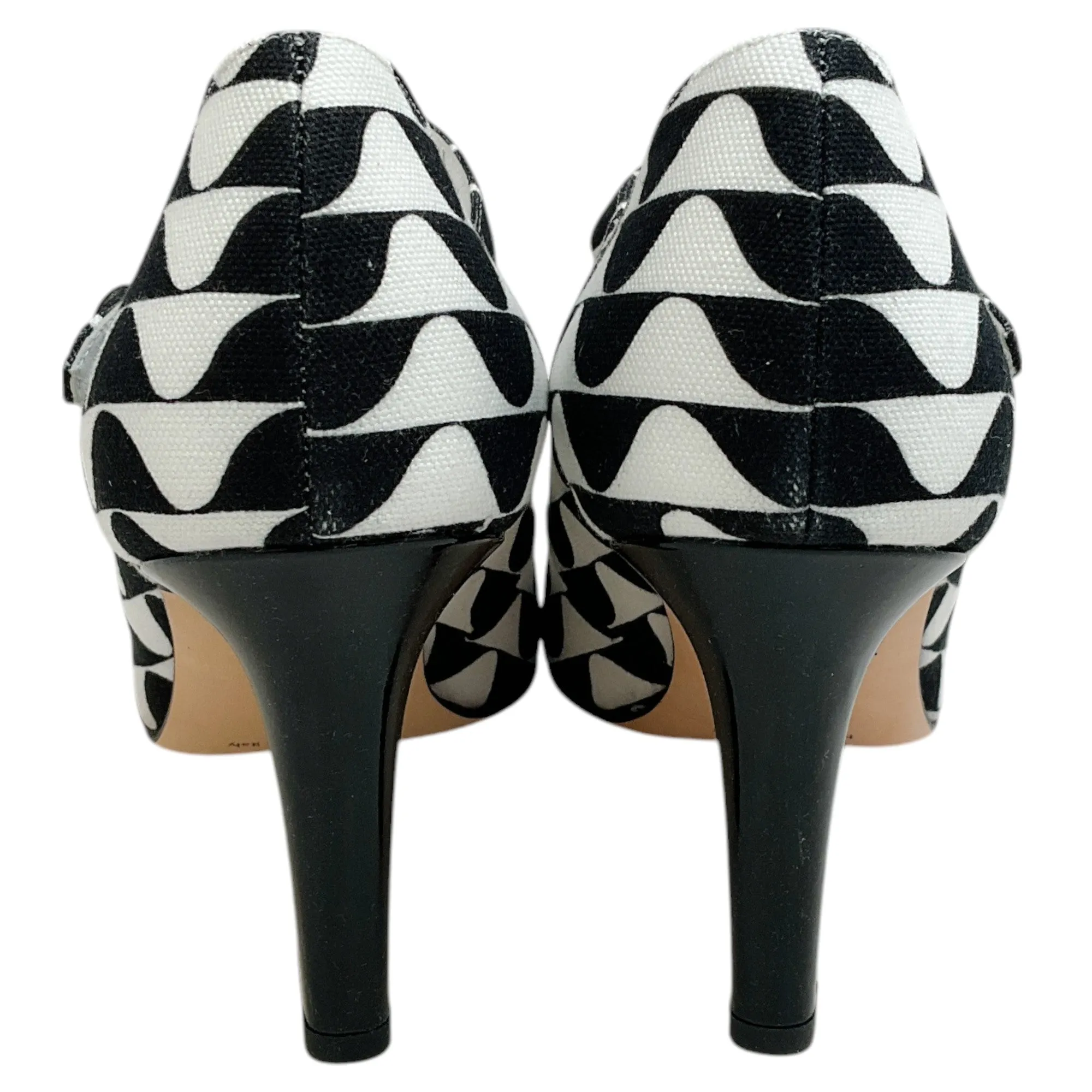 Manolo Blahnik Black / White Canvas Tarazona Pumps