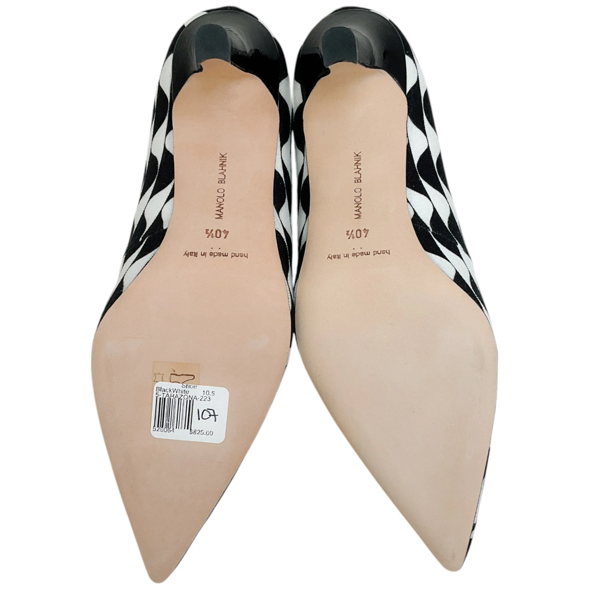 Manolo Blahnik Black / White Canvas Tarazona Pumps