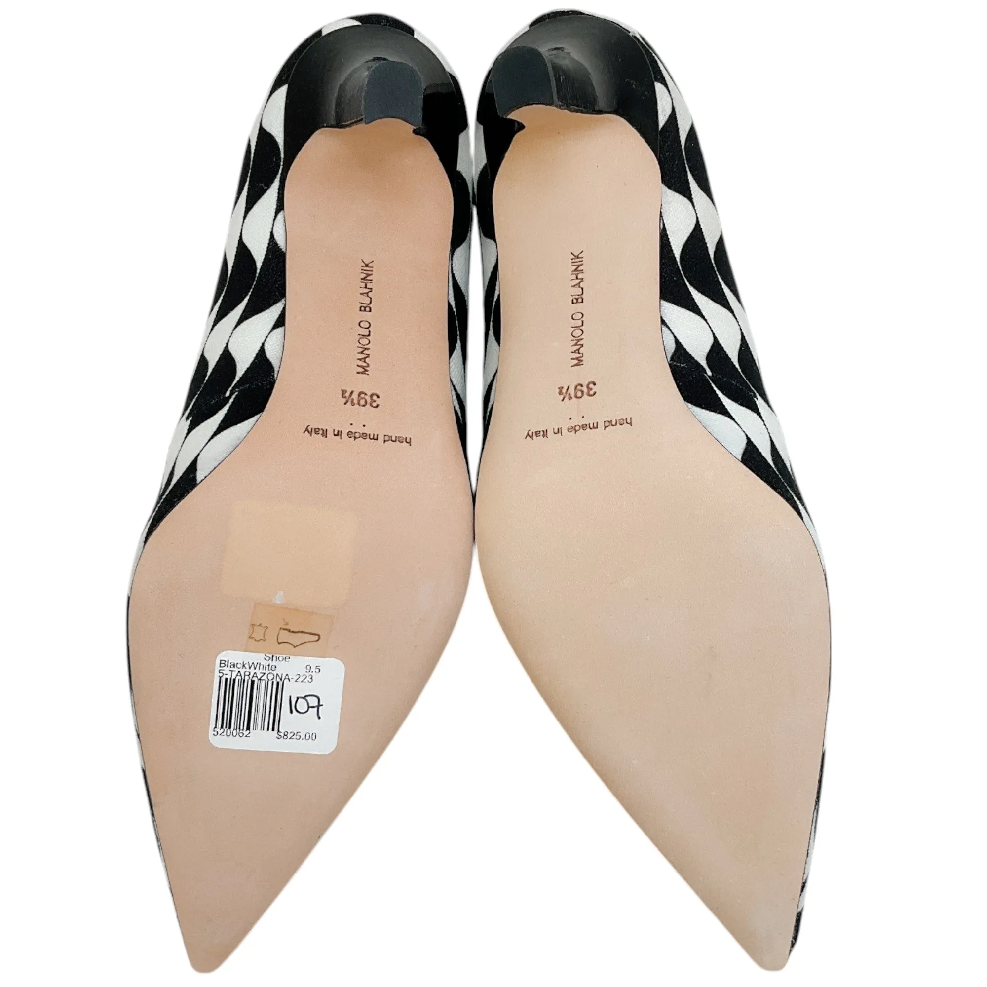 Manolo Blahnik Black / White Canvas Tarazona Pumps