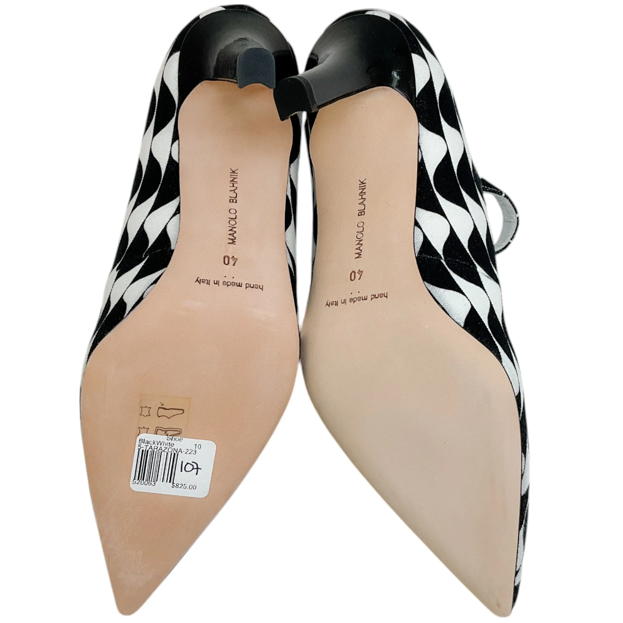 Manolo Blahnik Black / White Canvas Tarazona Pumps