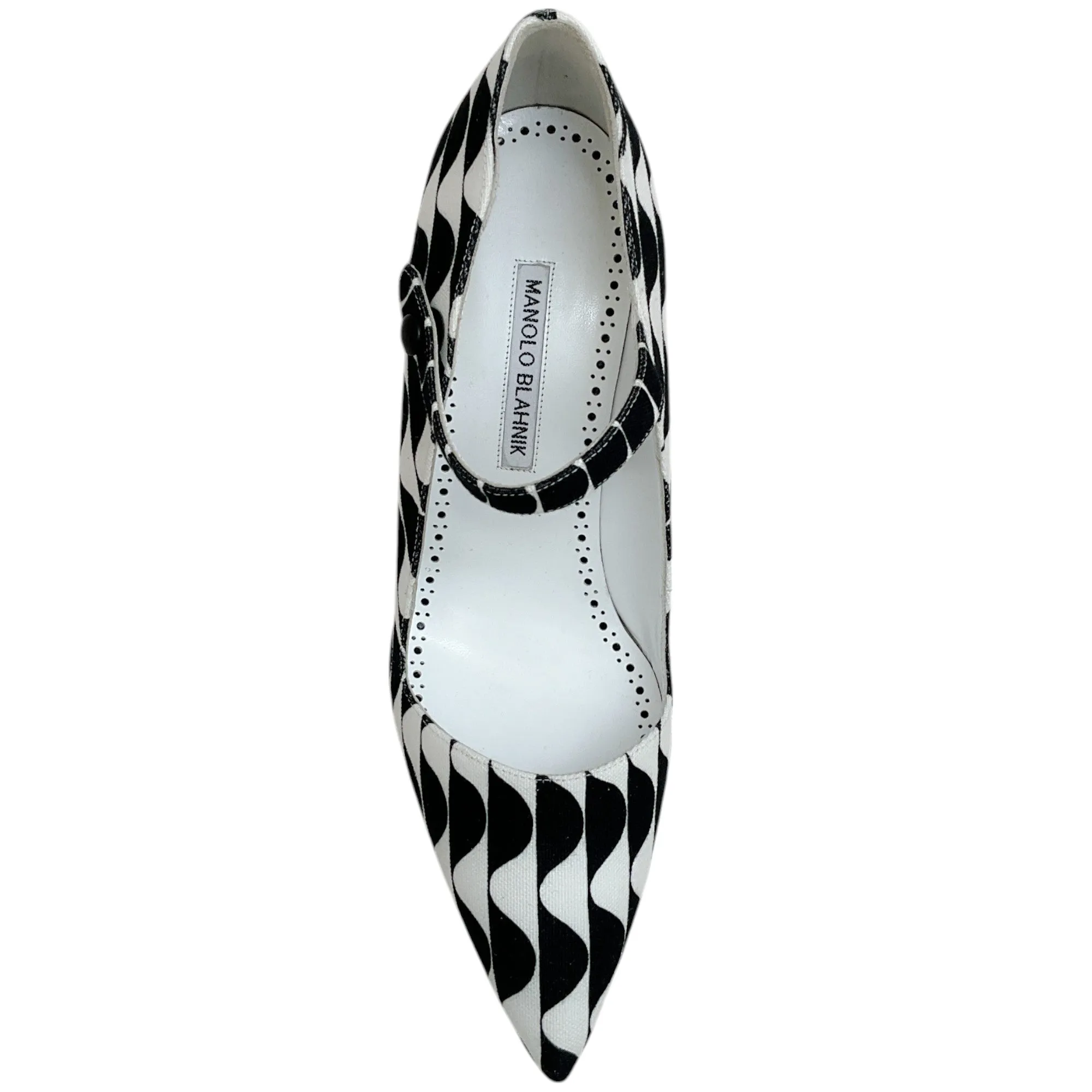 Manolo Blahnik Black / White Canvas Tarazona Pumps