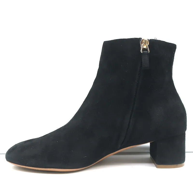 Mansur Gavriel Ankle Boots Black Suede Size 37.5 Low Heel Booties