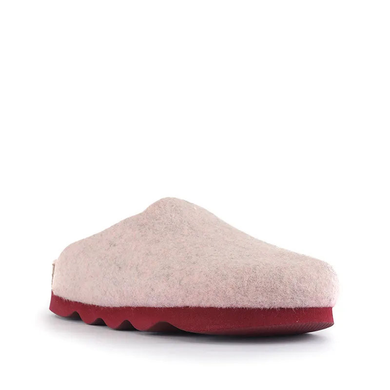Maria - Vegan Wedge Felt Mule Slipper - Pink Marl