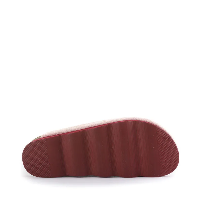 Maria - Vegan Wedge Felt Mule Slipper - Pink Marl