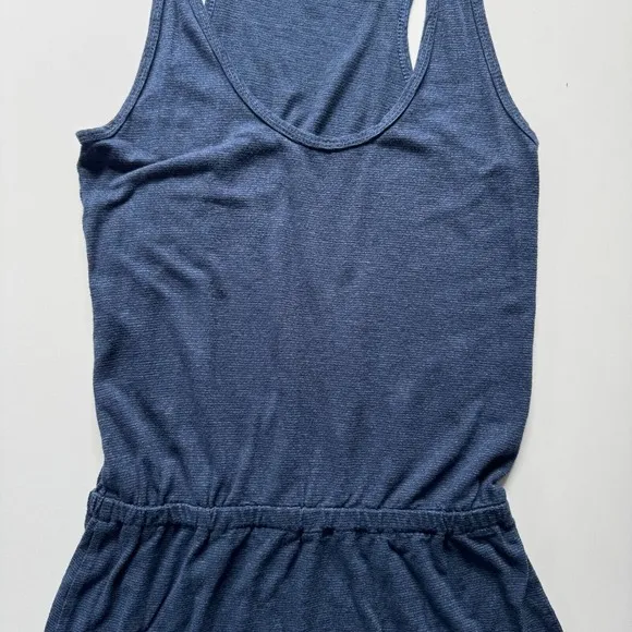 MARINE LAYER Tank Maxi Dress Womens Medium Side Slit Blue Striped Cinched Waist