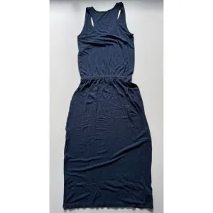 MARINE LAYER Tank Maxi Dress Womens Medium Side Slit Blue Striped Cinched Waist