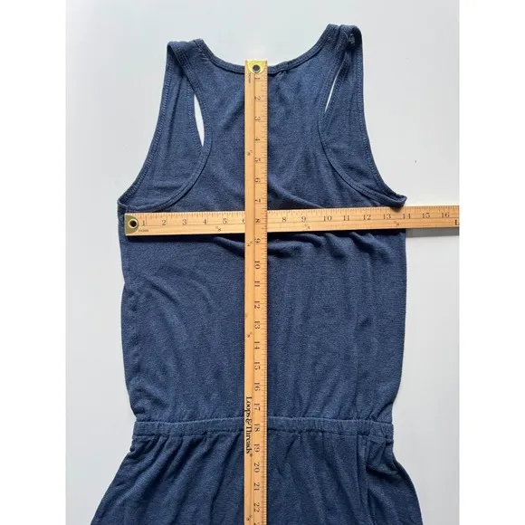 MARINE LAYER Tank Maxi Dress Womens Medium Side Slit Blue Striped Cinched Waist