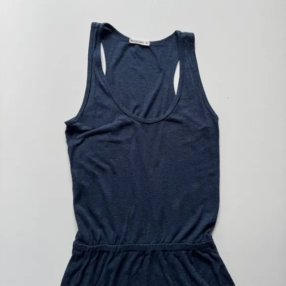 MARINE LAYER Tank Maxi Dress Womens Medium Side Slit Blue Striped Cinched Waist
