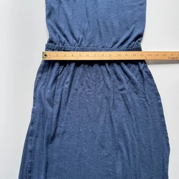 MARINE LAYER Tank Maxi Dress Womens Medium Side Slit Blue Striped Cinched Waist